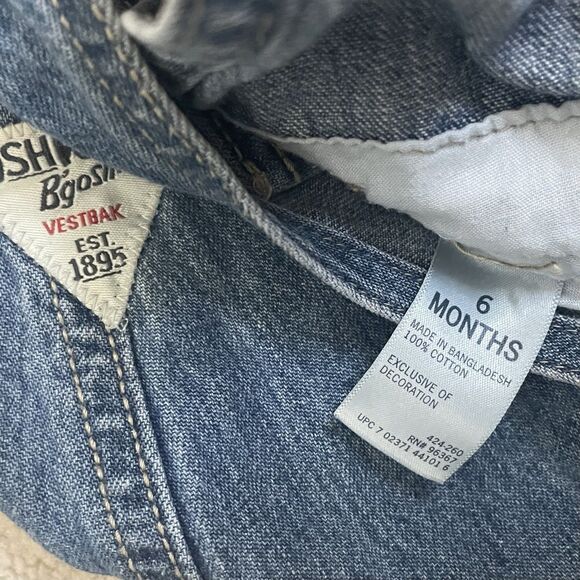 Oshkosh B'gosh Vestback Overalls Size 6 Months Vintage Clover Buttons - Picture 2 of 3